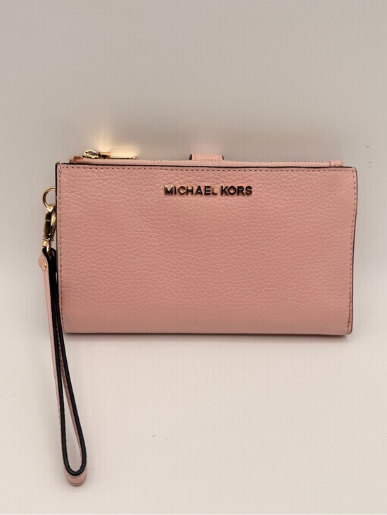 Michael Kors Handbags - MICHAEL KORS Blush Pink Pebbled Leather Wristlet with Floral Charm